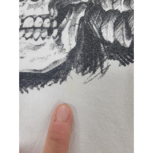 Archaic Shirt Mens Medium White Skull Wings Graphic Made USA Short Sleeve Tee - Picture 3 of 10